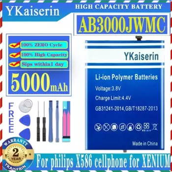 Сменный аккумулятор ykaisсеребрин AB3000JWMC на 5000 мАч для сотового телефона Philips X586, для XENIUM CTX586, аккумулятор большой емкости