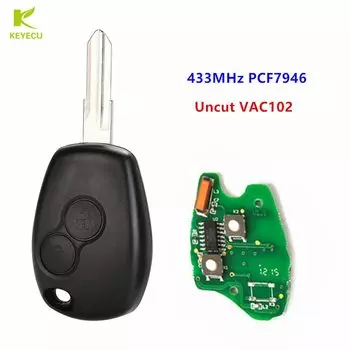 Сменный дистанционный брелок KEYECU с 2 кнопками, необрезанный VAC102 433 МГц PCF7946A для LADA Largus 2012 2013 2014 2015 2016 2017 2018 2019