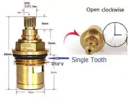 Сменный латунный кран MTTUZK, 45 мм, поворот 1/4 дюйма, G1/2 дюйма, Керамический дисковый картридж, катушка крана с горячим или холодным краном