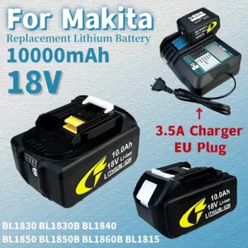 Сменный литиевый аккумулятор и зарядное устройство для Makita 18 в 10000 мАч BL1830 BL1830B BL1840 BL1850 BL1850B BL1860B BL1815