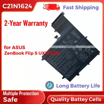 Сменный литий-полимерный аккумулятор C21N1624 для ноутбуков Asus ZenBook Flip S UX370UA, длительный срок службы батареи 7,7 В, 39 Втч