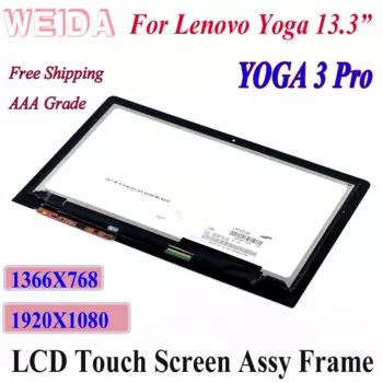 Сменный ЖК-дисплей WEIDA 13,3 дюйма для Lenovo Yoga 3 Pro 1370, ЖК-дисплей с сенсорным экраном в сборе, рамка для Yoga3 Pro 1920X1080 1366X768