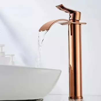 Смеситель для раковины из розового золота водопад латунный Смеситель для ванной кран для горячей и холодной воды Золотая раковина
