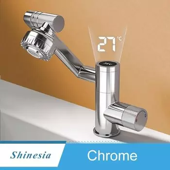 Смеситель для ванной и туалета, со светодиодной подсветкой и цифровым дисплеем температуры, вращение на 1080 °