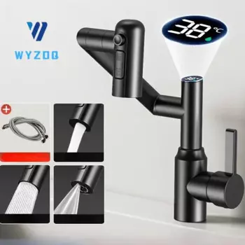 Смеситель для ванной комнаты с цифровым дисплеем и вращением на 360 градусов