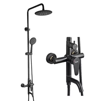 Смеситель для ванной ULA с матовой черной насадкой