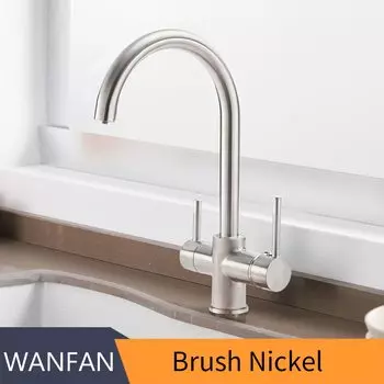 Смесители для кухни, серебристые краны с фильтром для питьевой воды, для крепления на раковину