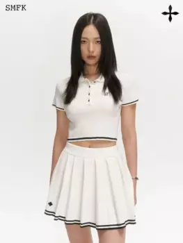 SMFK вязаная футболка женская рубашка-поло контрастных цветов популярная летняя тонкая универсальная женская одежда с коротким рукавом Короткие футболки