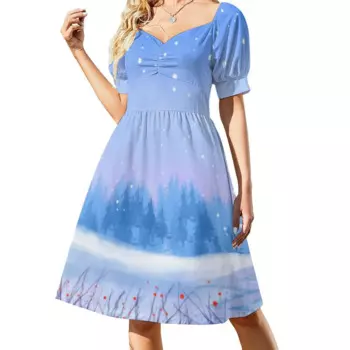 Снег, фон платье сексуальное с V-образным вырезом Элегантные платья женская уличная мода на заказ Повседневное платье оверсайз подарок