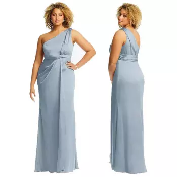 Соблазнительное банкетное вечернее роскошное длинное платье с одним открытым плечом