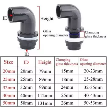 Соединитель для аквариума SgooHan, ПВХ, черный, 20-50 мм
