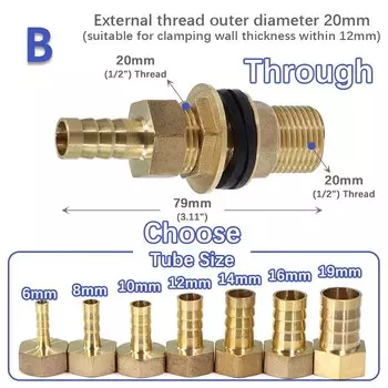 Соединитель для садовой воды MUCIAKIE латунный 6-19 мм