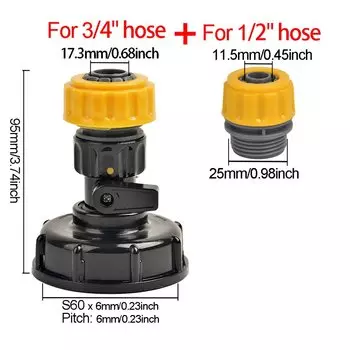 Соединитель для воды GI Yuling для бака IBC 1000л
