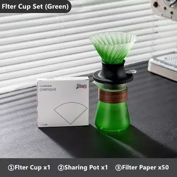 Sokany Градиентный зелёно-красный стеклянный фильтр для кофе 500 мл