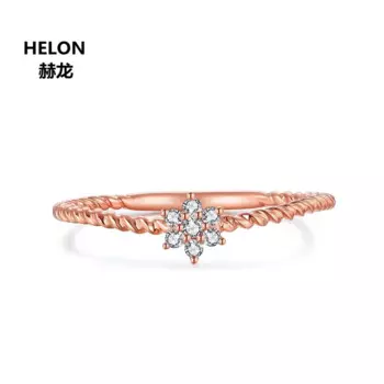 Женское кольцо из розового золота с кристаллами, 14 к