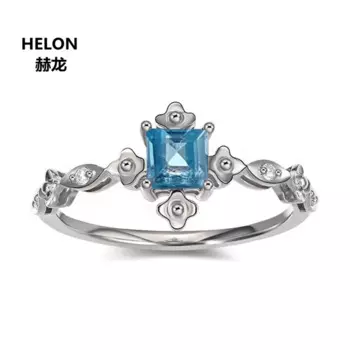 Женское Обручальное Кольцо из белого золота с натуральным топазом 4 х4 мм