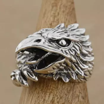 Солидное 925 пробы Серебряное Большое тяжелое мужское байкерское кольцо с орлом 9M006 размер США от 7 до 15