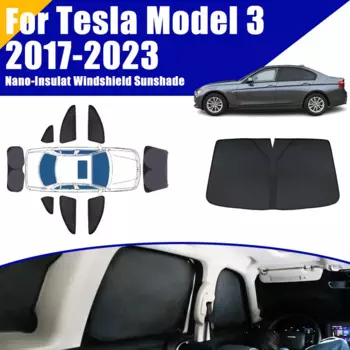 Солнцезащитные козырьки с полным покрытием для Tesla Model 3 2017-2023 2018 2019, автомобильные аксессуары, козырек для окон, черный складной чехол