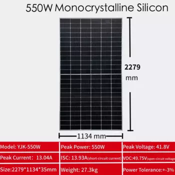 Солнечная панель 550 Вт, монокристаллическая солнечная панель для солнечной энергетической системы, 220 В, 110 В, сетевое зарядное устройство для солнечной батареи