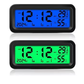 Солнечные автомобильные часы, светодиодные электронные часы для автомобиля, Цифровое Отображение времени с подсветкой, аксессуары для интерьера автомобиля