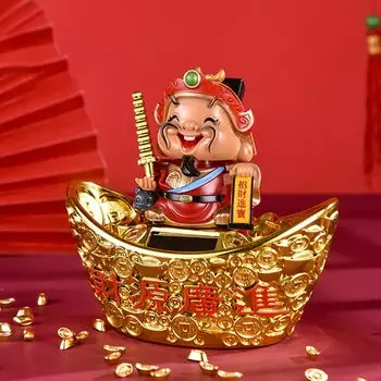 Автомобильные украшения на солнечной энергии «Бог богатства» в китайском стиле, статуя удачиного богатства, подходит для домашнего магазина, автомобильный декор, подарок
