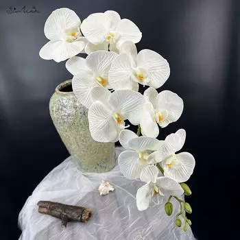 Солнечный Классическая большая орхидея из силикона, хлопка и пластика