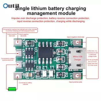 Солнечный модуль зарядки Aideepen для литиевых батарей 18650