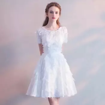 Sonder, простые платья подружки невесты с круглым вырезом, обычное свадебное платье с короткими рукавами