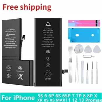 Совершенно новый сменный аккумулятор для iPhone 5 6 7 8 10 S SE Plus X XR XS 11 12 13 14 Pro Max Mini для Apple с бесплатной наклейкой для инструментов