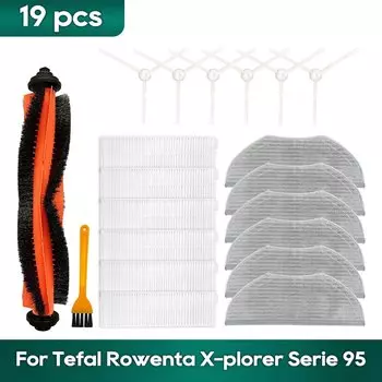 Совместимо с робот-пылесосом Tefal Rowenta X-plorer Serie 95 RG7975WH RG7987WH Комплект аксессуаров Запасные части Основная щетка, фильтр Hepa, тряпка