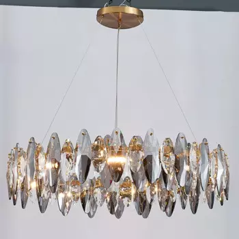 Современная хрустальная люстра для гостиной, Роскошный домашний декор, осветительные приборы, круглая Золотая светодиодсветодиодный Дымчатая серая Хрустальная люстра