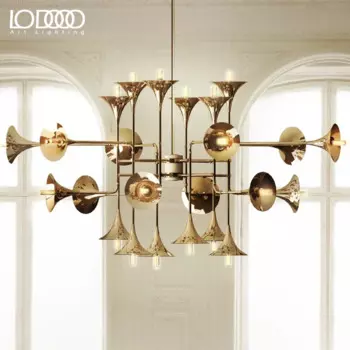 Современная индивидуализированная художественная вилла, гостиная, гостиничная дуплексная люстра с золотым звуком
