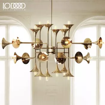 Современная индивидуализированная художественная вилла, гостиная, гостиничная дуплексная люстра с золотым звуком