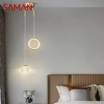 Современная креативная латунная лампа SAMAN, 3 цвета, декоративная Подвесная лампа для дома, спальни