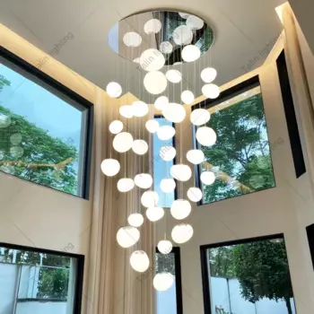 Современная минималистичная люстра, декоративный светильник, дизайнерский классический белый светильник для дома, гостиной, лестницы, светодиодный металлический светильник 90 20