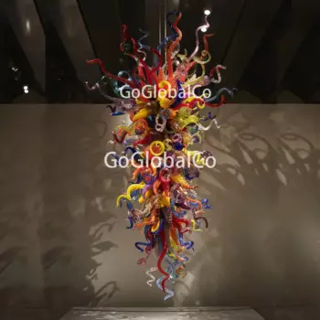 Современная Подвесная лампа с высокими потолочными светильниками, длинная лестница, ручная люстра из дутого стекла, разноцветный светодиодный Ретро светильник, 60 дюймов