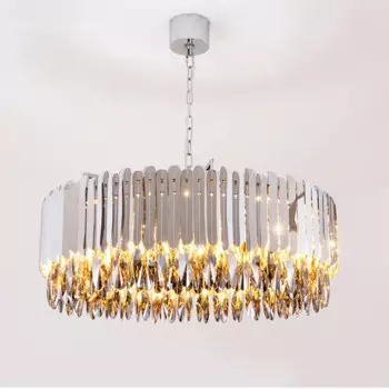 Современная подвесная люстра для гостиной, Роскошный кухонный остров, дымчато-серые хрустальные лампы, Хромированный Светодиодный светильник для столовой