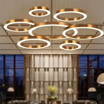 Современная Потолочная люстра «сделай сам» с золотым кольцом, подвесной светильник для гостиной, магазина, украшение, приглушаемый светильник, 110 В, 220 В