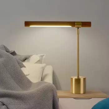 Современная простая металлическая Светодиодная настольная лампа скандинавский дизайнер деревянная Ткань для спальни Светодиодные Настольные светильники Luminaria украшение Настольная лампа светильники