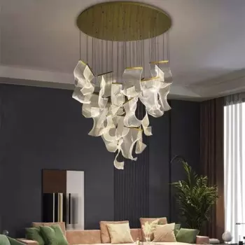 Современная простая светодиодная Роскошная дуплексная большая люстра для зданий, гостиной, креативная Подвесная лампа для виллы, освещение для лестницы, столовой