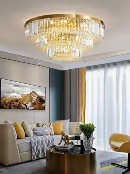 Современная роскошная хрустальная потолочная лампа, большая Потолочная люстра для домашнего декора, 2024 светодиодов, Золотая лампа светильник для гостиной