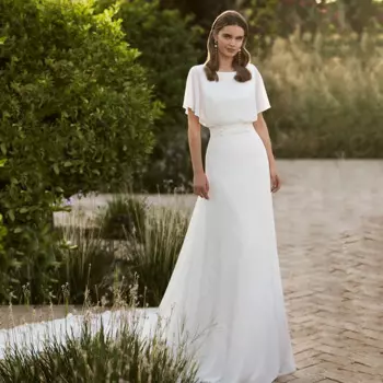 Современные летние свадебные платья белого цвета, распродажа 2024, свадебные платья, платье невесты с открытой спиной, кружевное пляжное платье с круглым вырезом