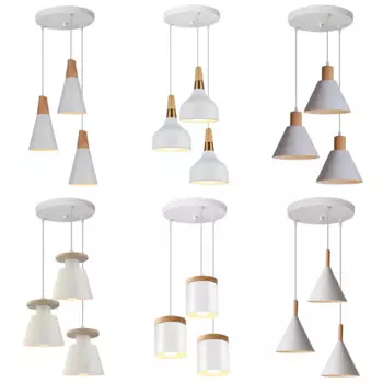 Современные минималистичные подвесные светильники E27, домашний декор для бара, кафе, ресторана, деревянная алюминиевая люстра с 3 лампами и белым светом