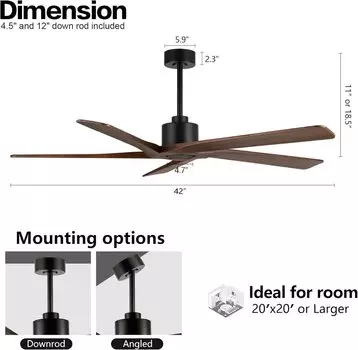 Современные потолочные вентиляторы с подсветкой для спальни, гостиной, двусторонний потолочный вентилятор с подсветкой и пультом дистанционного управления, 5 деревянных лопастей