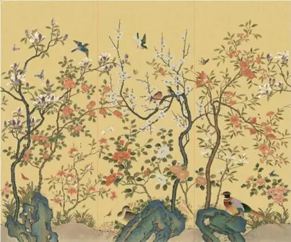 Современные шелковые обои с ручной росписью, цветы пиона с птицами, ручная роспись, обои, много фотографий на выбор