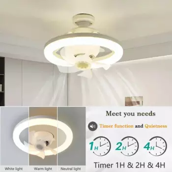 Современный Электрический вентилятор 360 ° со светодиодной подсветкой для гостиной, спальни, с дистанционным управлением, E27, умные потолочные вентиляторы