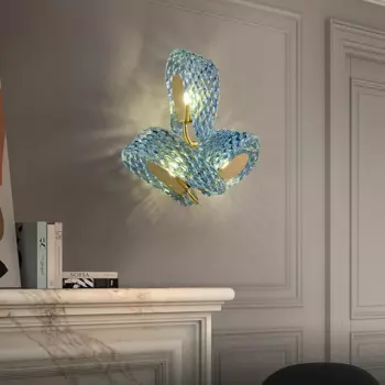 Современный медный стеклянный синий красивый G9 светодиодный дизайнерский золотой настенный светильник Настенный светильник настенное бра для спальни коридора