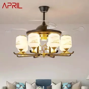 Современный незаметный вентилятор APRIL, роскошный потолочный вентилятор для гостиной, ресторана, спальни, фотоэлектрический вентилятор