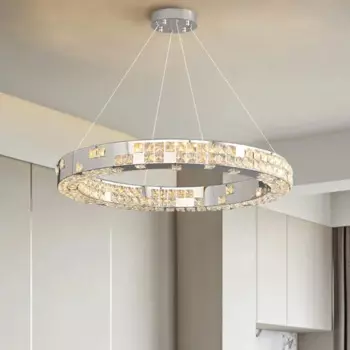 Современный роскошный подвесной светильник для гостиной, круглый кристалл, скандинавская лестница, вилла, светодиодный светильник для украшения дома, потолочный подвесной светильник