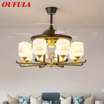 Современный стелс-вентилятор OUFULA, роскошный потолочный вентилятор для гостиной, ресторана, спальни, фотоэлемент с дистанционным управлением